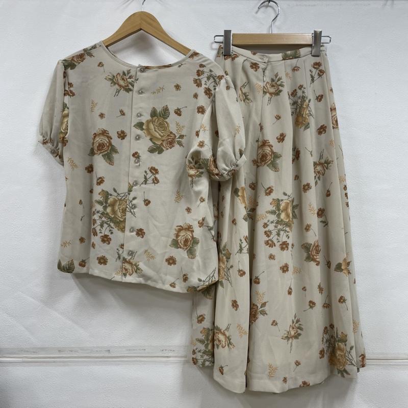 古着 USED セットアップ セットアップ 田園詩 パフスリーブ M 花柄 ベージュ / ベージュ / beige X 橙 / オレンジ / orange X 緑 / グリーン / green レディース USED 古着 中古 50115451