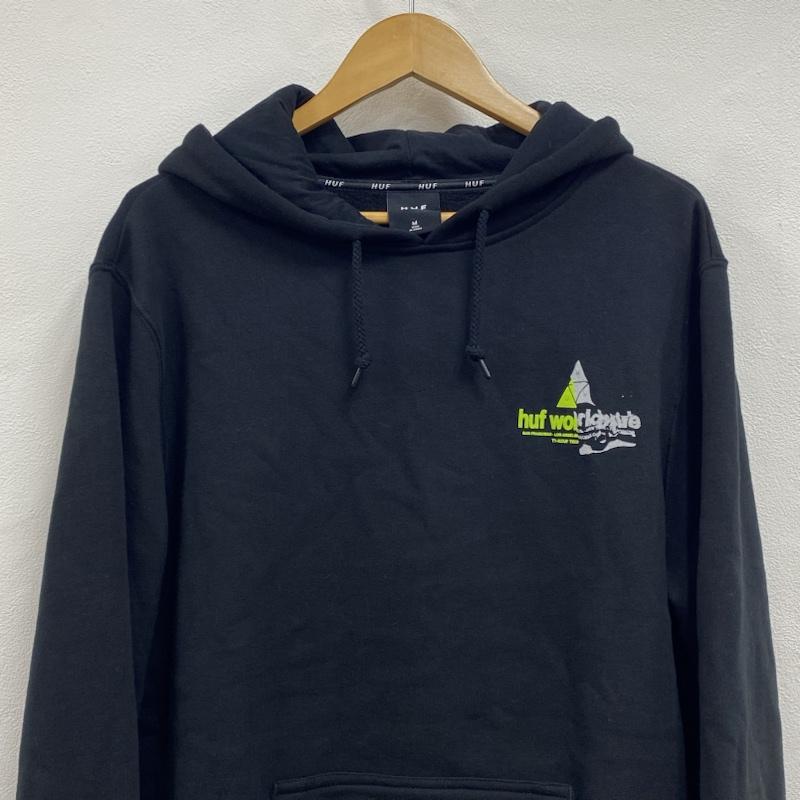 ハフ HUF パーカー 長袖 GIGA MELT P/O HOODIE プルオーバー フーディー 両面プリント M ロゴ、文字 X プリント 黒 / ブラック / black メンズ USED 古着 中古 50115572
