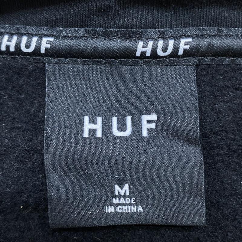 ハフ HUF パーカー 長袖 GIGA MELT P/O HOODIE プルオーバー フーディー 両面プリント M ロゴ、文字 X プリント 黒 / ブラック / black メンズ USED 古着 中古 50115572