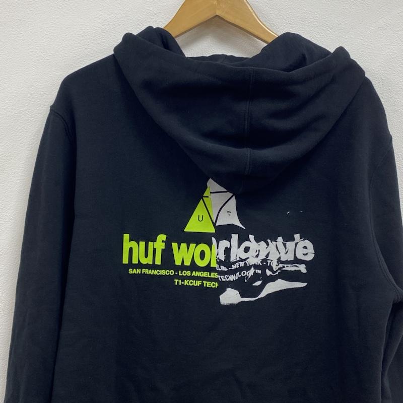 ハフ HUF パーカー 長袖 GIGA MELT P/O HOODIE プルオーバー フーディー 両面プリント M ロゴ、文字 X プリント 黒 / ブラック / black メンズ USED 古着 中古 50115572