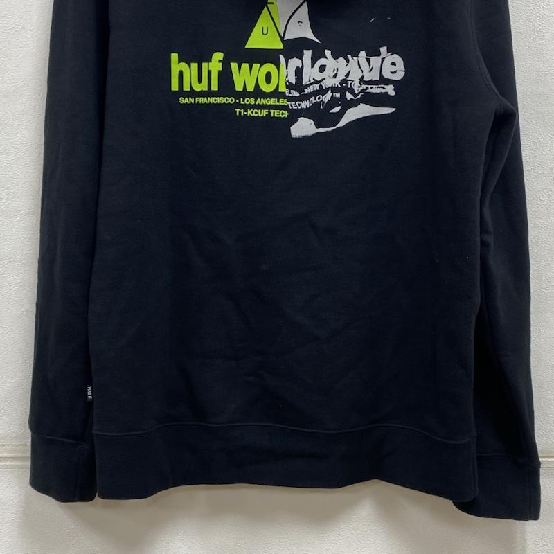 ハフ HUF パーカー 長袖 GIGA MELT P/O HOODIE プルオーバー フーディー 両面プリント M ロゴ、文字 X プリント 黒 / ブラック / black メンズ USED 古着 中古 50115572