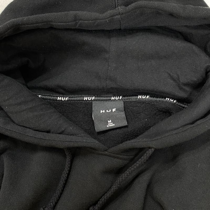 ハフ HUF パーカー 長袖 GIGA MELT P/O HOODIE プルオーバー フーディー 両面プリント M ロゴ、文字 X プリント 黒 / ブラック / black メンズ USED 古着 中古 50115572
