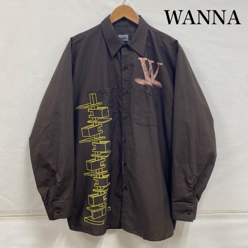 古着 USED シャツ、ブラウス 長袖 WANNA ワナ INSANE HAUS SHIRTS L ロゴ、文字 X プリント 茶 / ブラウン / brown メンズ USED 古着 中古 50115655