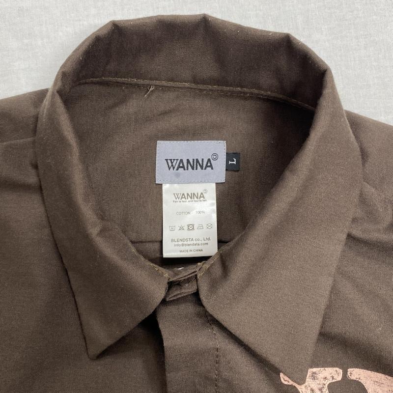 古着 USED シャツ、ブラウス 長袖 WANNA ワナ INSANE HAUS SHIRTS L ロゴ、文字 X プリント 茶 / ブラウン / brown メンズ USED 古着 中古 50115655