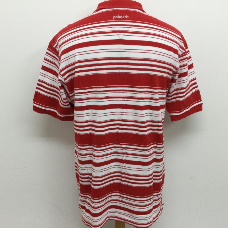 ペレペレ PELLEPELLE ポロシャツ 半袖 ボーダー柄 ロゴ刺繍 半袖ポロシャツ XL ボーダー柄 赤 / レッド / red X 白 / ホワイト / white メンズ USED 古着 中古 50115774
