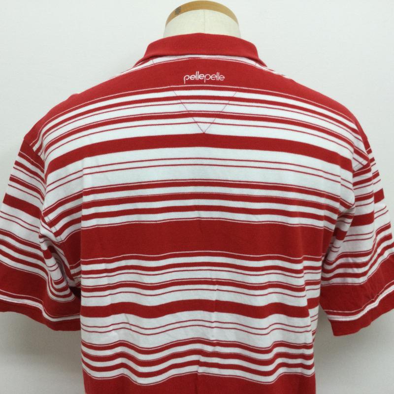 ペレペレ PELLEPELLE ポロシャツ 半袖 ボーダー柄 ロゴ刺繍 半袖ポロシャツ XL ボーダー柄 赤 / レッド / red X 白 / ホワイト / white メンズ USED 古着 中古 50115774