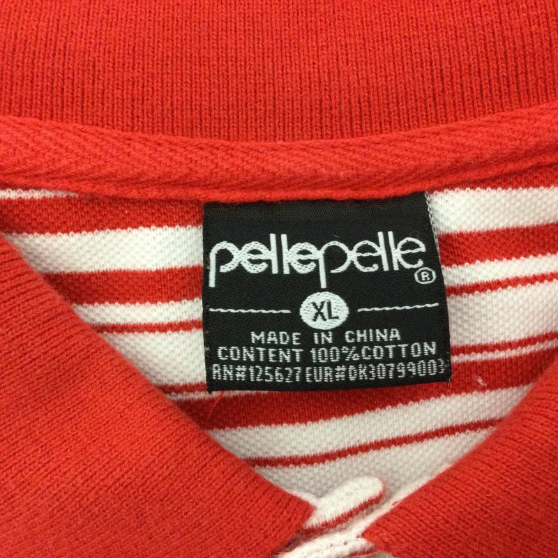 ペレペレ PELLEPELLE ポロシャツ 半袖 ボーダー柄 ロゴ刺繍 半袖ポロシャツ XL ボーダー柄 赤 / レッド / red X 白 / ホワイト / white メンズ USED 古着 中古 50115774