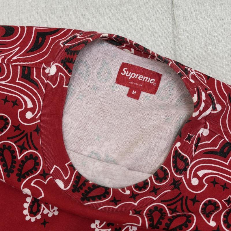 シュプリーム Supreme Tシャツ 半袖 21SS Small Box Tee Bandana スモール ボックス ロゴ バンダナ ペイズリー クルーネック M 赤 / レッド / red メンズ USED 古着 中古 50115847