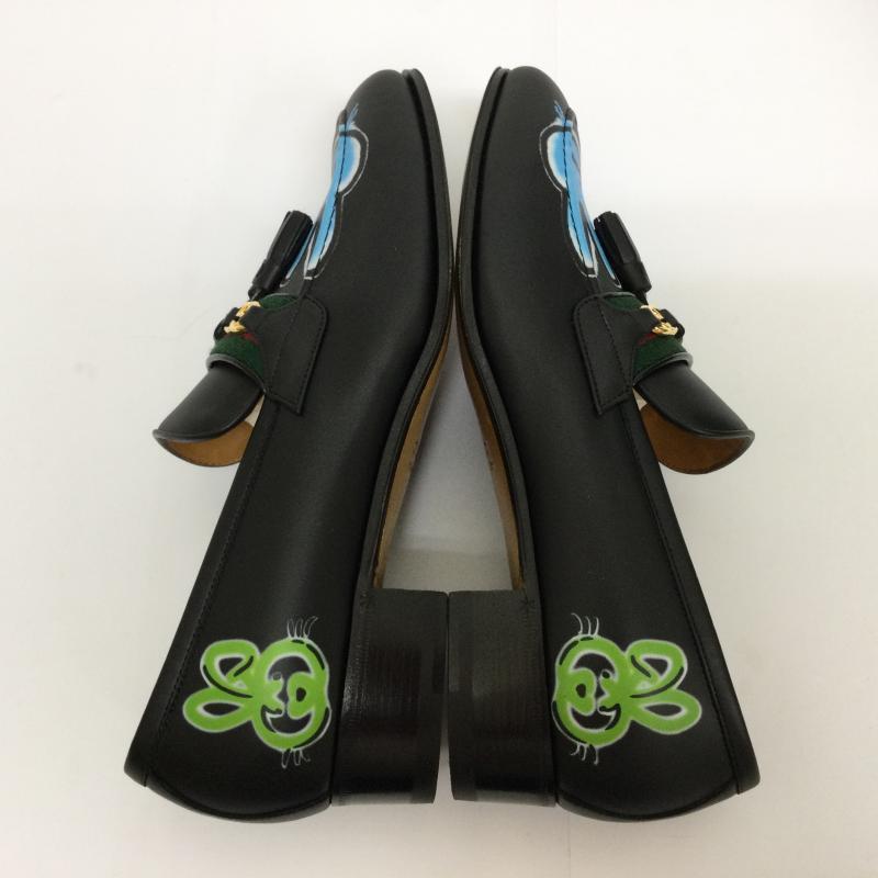 グッチ GUCCI ローファー ローファー 732262 Loafer Web Interlocking G Black Neon Bunny Motifs うさぎ バニープリント ローファー 箱付 サイズ 6 25.0cm 無地 X キャラクター 黒 / ブラック / black メンズ USED 古着 中古 50115973