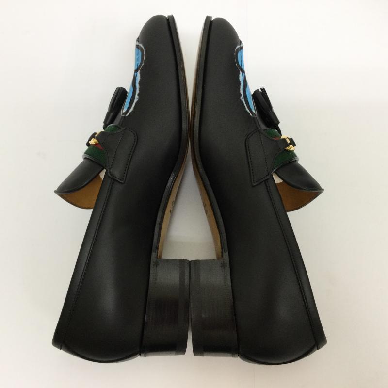 グッチ GUCCI ローファー ローファー 732262 Loafer Web Interlocking G Black Neon Bunny Motifs うさぎ バニープリント ローファー 箱付 サイズ 6 25.0cm 無地 X キャラクター 黒 / ブラック / black メンズ USED 古着 中古 50115973
