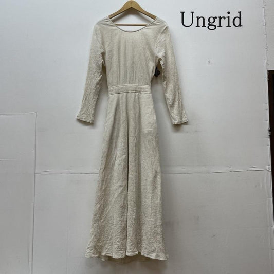 アングリッド Ungrid ワンピース ロングスカート バック リボン フレア ワンピース マキシ ロングスカート リネン混 112320307401-01 S 無地 オフホワイト / オフホワイト / レディース USED 古着 中古 50116427
