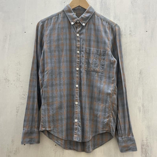 エヌハリウッド N.HOOLYWOOD シャツ、ブラウス 長袖 1033pieces ボタンダウン チェック 36 灰 / グレー / gray X 茶 / ブラウン / brown メンズ USED 古着 中古 50116438