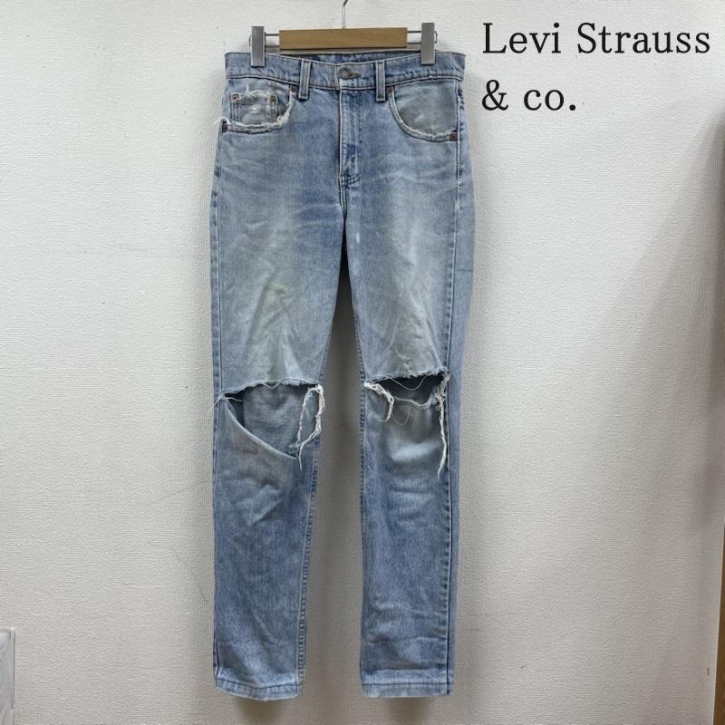 リーバイス Levi s パンツ デニム、ジーンズ 512 ウォッシュ クラッシュ ダメージ デニム パンツ スリムフィット USA製 29インチ ダメージ加工 X ロゴ、文字 インディゴ / インディゴ / Indigo メンズ USED 古着 中古 50116582