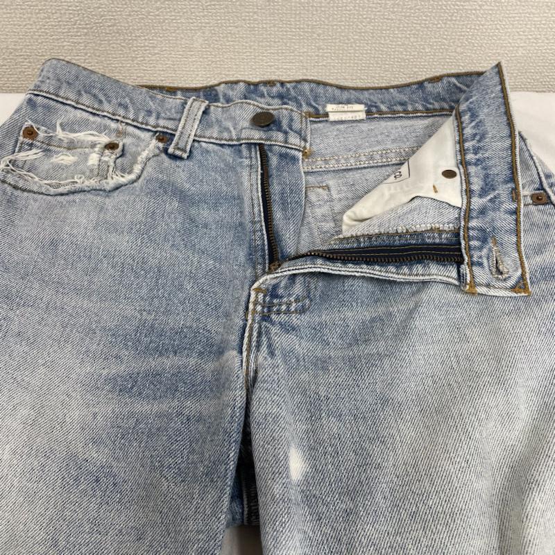 リーバイス Levi s パンツ デニム、ジーンズ 512 ウォッシュ クラッシュ ダメージ デニム パンツ スリムフィット USA製 29インチ ダメージ加工 X ロゴ、文字 インディゴ / インディゴ / Indigo メンズ USED 古着 中古 50116582