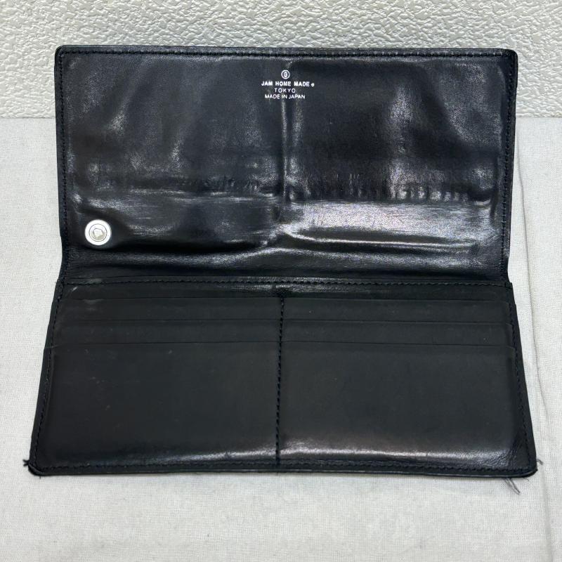 ジャムホームメイド JAM HOME MADE 財布 長財布 牛革 レザー ロングウォレット 二つ折り 小銭入れ無し 長財布 - 黒 / ブラック / black メンズ USED 古着 中古 50116619