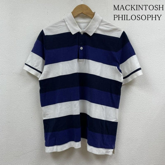 マッキントッシュ フィロソフィー MACKINTOSH PHILOSOPHY ポロシャツ 半袖 トリコロールカラー 半袖 ポロシャツ 三陽商会 H1P60-326-25 38 ボーダー柄 白 / ホワイト / white X 青 / ブルー / blue X 紺 / ネイビー / navy メンズ USED 古着 中古 50116813