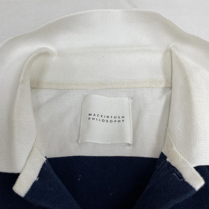 マッキントッシュ フィロソフィー MACKINTOSH PHILOSOPHY ポロシャツ 半袖 トリコロールカラー 半袖 ポロシャツ 三陽商会 H1P60-326-25 38 ボーダー柄 白 / ホワイト / white X 青 / ブルー / blue X 紺 / ネイビー / navy メンズ USED 古着 中古 50116813