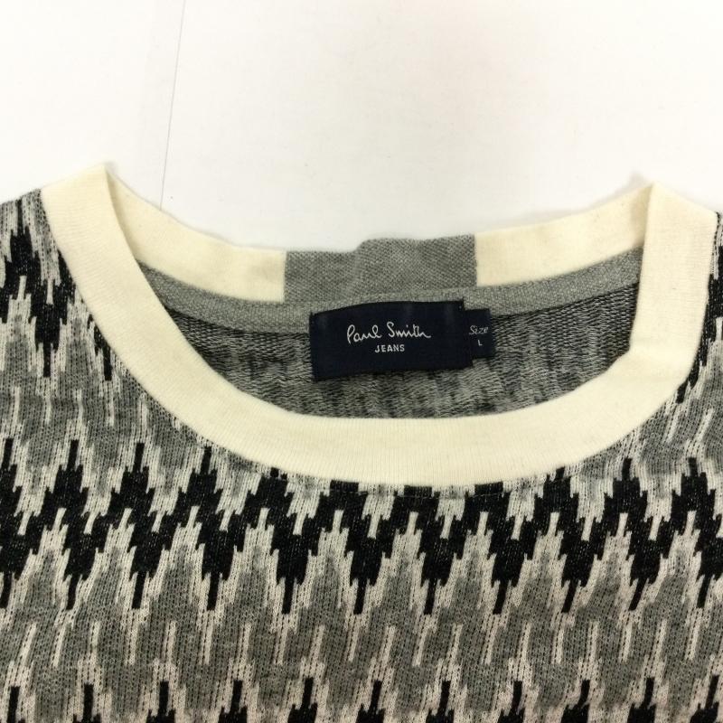 ポール・スミス ジーンズ Paul Smith JEANS Tシャツ 半袖 162510 幾何学模様 総柄 半袖Tシャツ L 総柄 白 / ホワイト / white X 灰 / グレー / gray X 黒 / ブラック / black メンズ USED 古着 中古 50116966