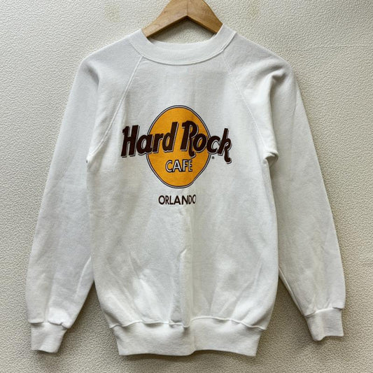 古着 USED トレーナー 長袖 Hard Rock CAFE ハードロックカフェ USA製 ヘインズボディ ロゴ ORLANDO クルーネック S 白 / ホワイト / white レディース USED 古着 中古 50117243