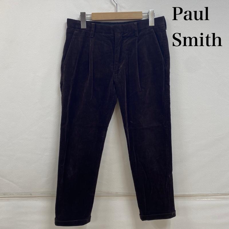 ピーエスポールスミス PS Paul Smith パンツ スラックス コーデュロイ ワンタック テーパード ジッパーフライ S 無地 X ストライプ 茶 / ブラウン / brown メンズ USED 古着 中古 50117648