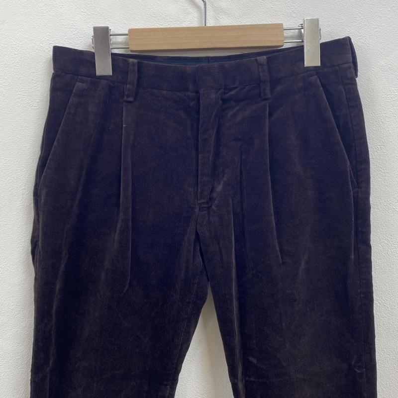 ピーエスポールスミス PS Paul Smith パンツ スラックス コーデュロイ ワンタック テーパード ジッパーフライ S 無地 X ストライプ 茶 / ブラウン / brown メンズ USED 古着 中古 50117648