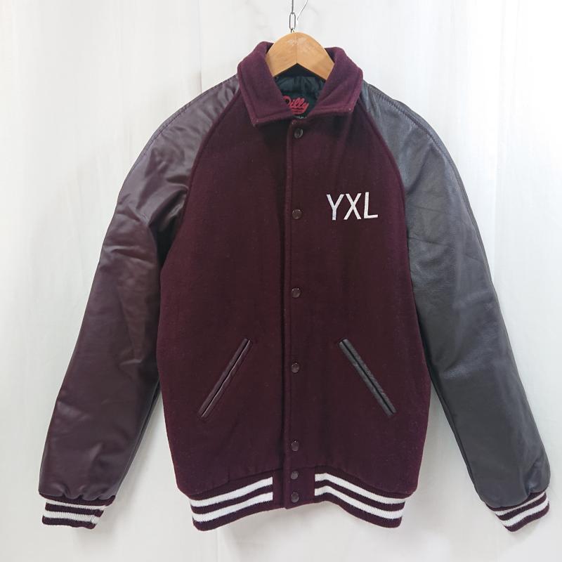ＵＳＥＤ古着 USED/古着 ジャケット、上着 ジャンパー、ブルゾン Dilly Letter Jacket ディリーレタージャケット スタジアムジャンパー スタジャン YXL エンジ - 無地 X ワンポイント えんじ / ワインレッド / dark red メンズ USED 古着 中古 50117918