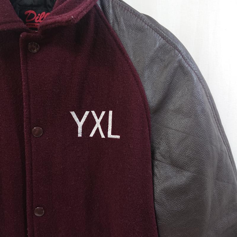 ＵＳＥＤ古着 USED/古着 ジャケット、上着 ジャンパー、ブルゾン Dilly Letter Jacket ディリーレタージャケット スタジアムジャンパー スタジャン YXL エンジ - 無地 X ワンポイント えんじ / ワインレッド / dark red メンズ USED 古着 中古 50117918