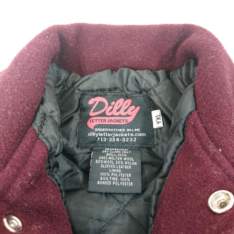 ＵＳＥＤ古着 USED/古着 ジャケット、上着 ジャンパー、ブルゾン Dilly Letter Jacket ディリーレタージャケット スタジアムジャンパー スタジャン YXL エンジ - 無地 X ワンポイント えんじ / ワインレッド / dark red メンズ USED 古着 中古 50117918