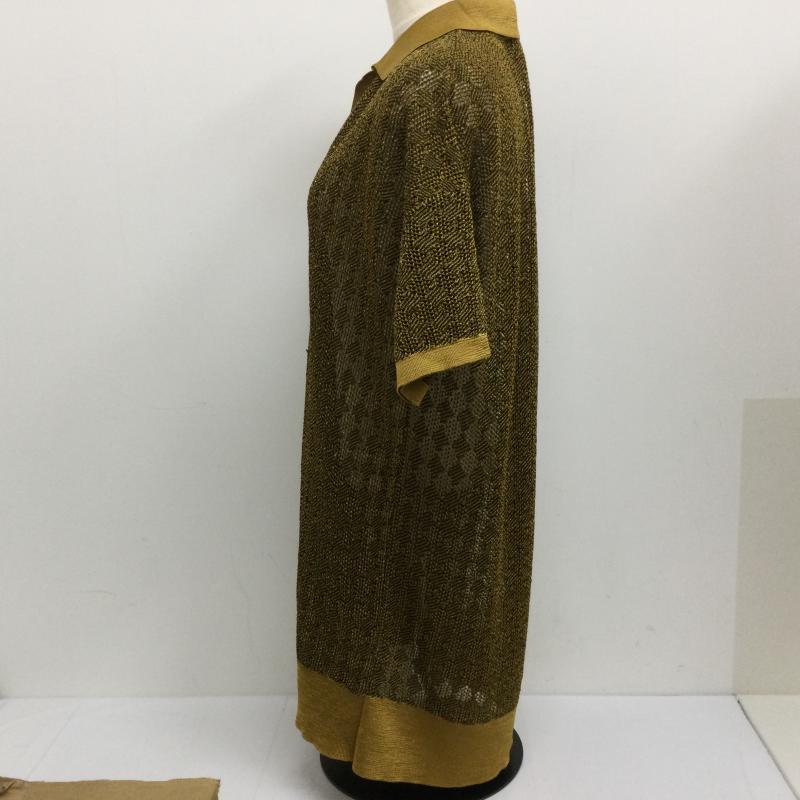 ザラ ZARA スーツ パンツスーツ メタリック ジャガードニット 半袖ロングポロシャツ＆バギーパンツ セットアップ 上下組　タグ付 L  金 / ゴールド / gold color X 黒 / ブラック / black レディース USED 古着 中古 50118133