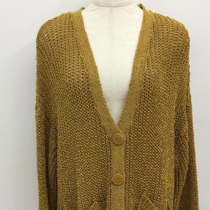 ザラ ZARA カーディガン 長袖 メタリック ニット ルーズカーディガン タグ付 L  金 / ゴールド / gold color レディース USED 古着 中古 50118137