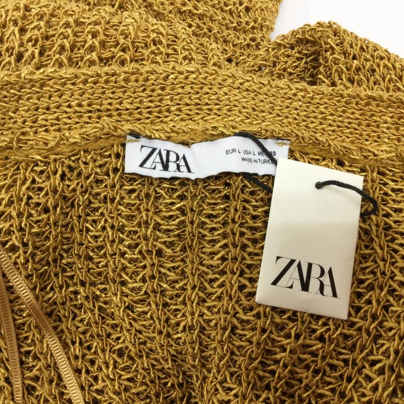 ザラ ZARA カーディガン 長袖 メタリック ニット ルーズカーディガン タグ付 L  金 / ゴールド / gold color レディース USED 古着 中古 50118137
