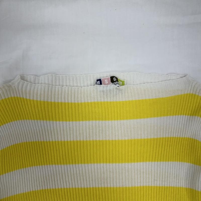 エムエスジーエム MSGM ニット、セーター 長袖 1841MDM17 ショート丈 ボーダー S 白 / ホワイト / white X 黄 / イエロー / yellow レディース USED 古着 中古 50118370