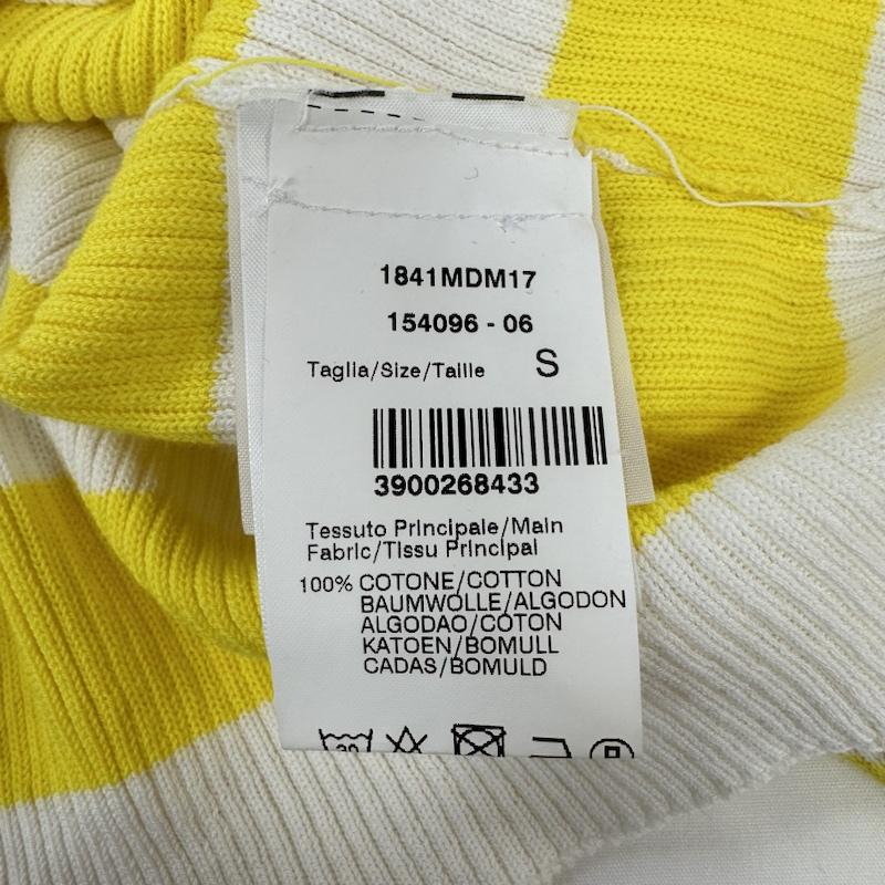 エムエスジーエム MSGM ニット、セーター 長袖 1841MDM17 ショート丈 ボーダー S 白 / ホワイト / white X 黄 / イエロー / yellow レディース USED 古着 中古 50118370