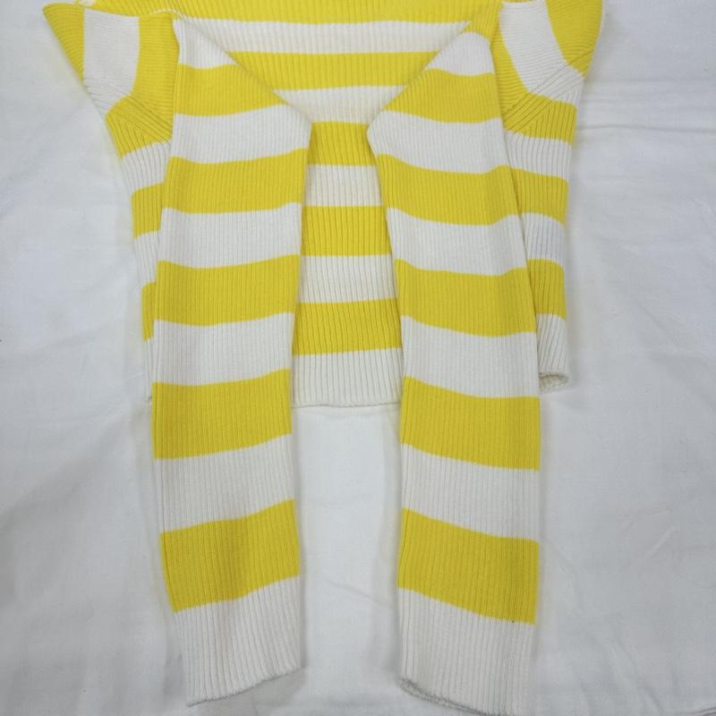 エムエスジーエム MSGM ニット、セーター 長袖 1841MDM17 ショート丈 ボーダー S 白 / ホワイト / white X 黄 / イエロー / yellow レディース USED 古着 中古 50118370