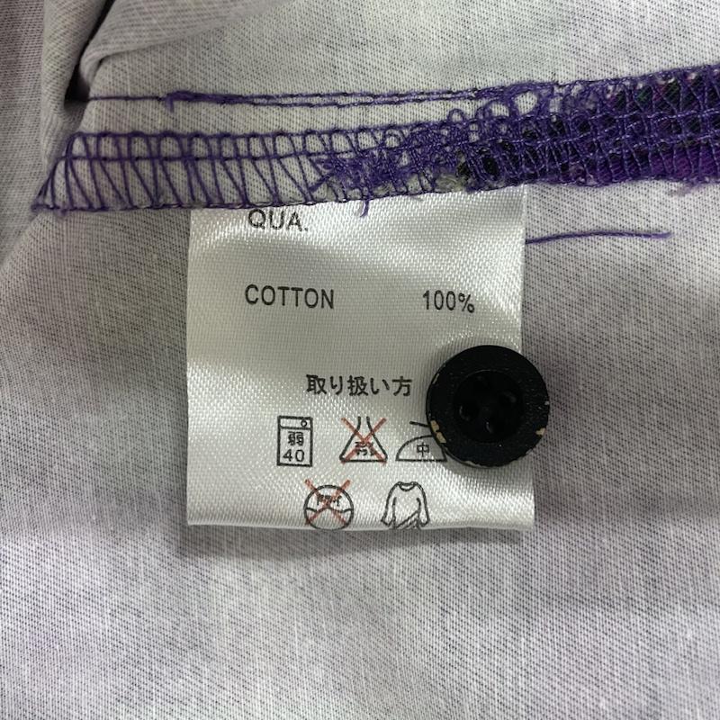 レフラー LEFLAH シャツ、ブラウス 長袖 オープンカラー 開襟 カットオフ ビッグサイズ XXL チェック X ロゴ、文字 X ダメージ加工 紫 / パープル / purple メンズ USED 古着 中古 50118389