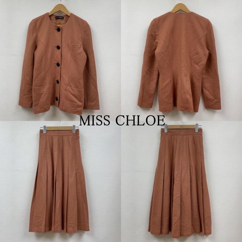 ミスクロエ MISS CHLOE セットアップ セットアップ ノーカラー ジャケット シングル スカート セットアップ プリーツ 40 無地 橙 / オレンジ / orange レディース USED 古着 中古 50118865