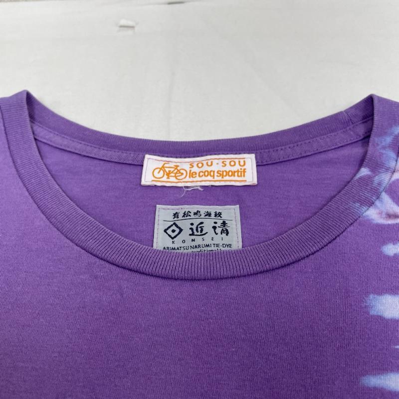 ソウ・ソウ SOU･SOU カットソー 半袖 ルコックスポルティフ コラボ 半袖 Tシャツ ラウンドネック カットソー 絞り染め柄 自転車プリント M プリント X  紫 / パープル / purple レディース USED 古着 中古 50119097