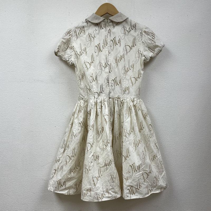 ミルク MILK ワンピース ミニスカート Be my Baby ワンピース 半袖 フレアスカート ミニ丈 ロゴ プリント 総柄 丸襟 01142111 ロゴ、文字 X プリント X 総柄 白 / ホワイト / white X 金 / ゴールド / gold color レディース USED 古着 中古 50119117
