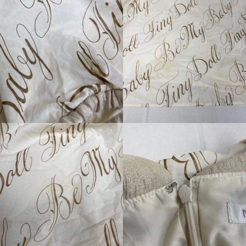 ミルク MILK ワンピース ミニスカート Be my Baby ワンピース 半袖 フレアスカート ミニ丈 ロゴ プリント 総柄 丸襟 01142111 ロゴ、文字 X プリント X 総柄 白 / ホワイト / white X 金 / ゴールド / gold color レディース USED 古着 中古 50119117