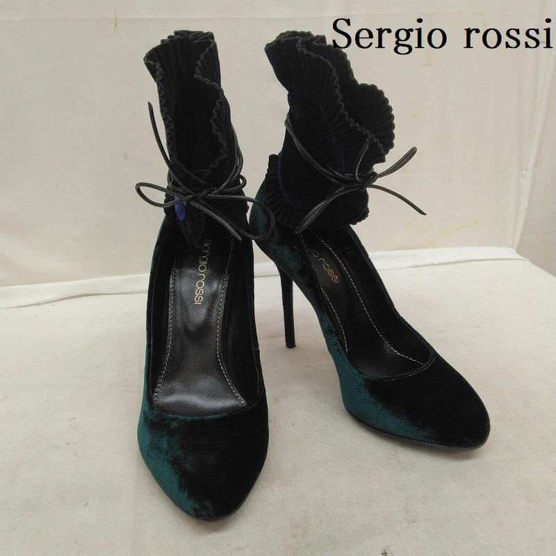セルジオロッシ Sergio rossi パンプス パンプス ラッフルスティ ハイヒール パンプス 34 21.5cm 緑 / グリーン / green レディース USED 古着 中古 50119365