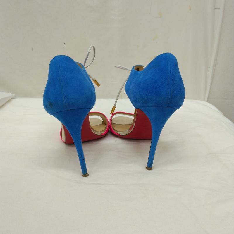クリスチャン・ルブタン Christian Louboutin パンプス パンプス スエード ヒール サンダル パンプス 34 21.0cm 青 / ブルー / blue X 桃 / ピンク / pink レディース USED 古着 中古 50119514