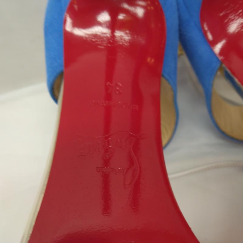 クリスチャン・ルブタン Christian Louboutin パンプス パンプス スエード ヒール サンダル パンプス 34 21.0cm 青 / ブルー / blue X 桃 / ピンク / pink レディース USED 古着 中古 50119514