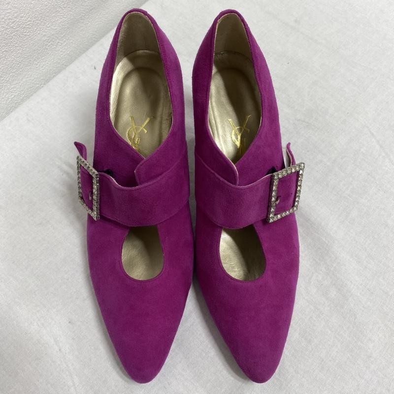 イヴサンローラン Yves Saint Laurent パンプス パンプス スエード ラインストーン 22.5cm 桃 / ピンク / pink レディース USED 古着 中古 50119667