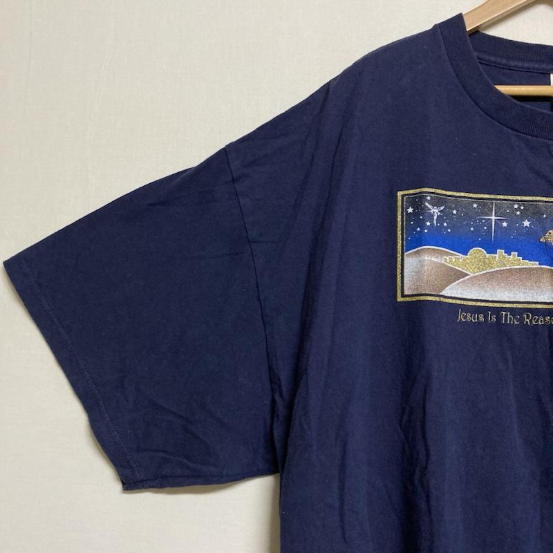 ＵＳフルギ US古着 Tシャツ 半袖 DELTA PRO WEIGHT / デルタ プロウエイト ラメプリント 半袖 クルーネック Tシャツ 2L プリント 紺 / ネイビー / navy メンズ USED 古着 中古 50119870