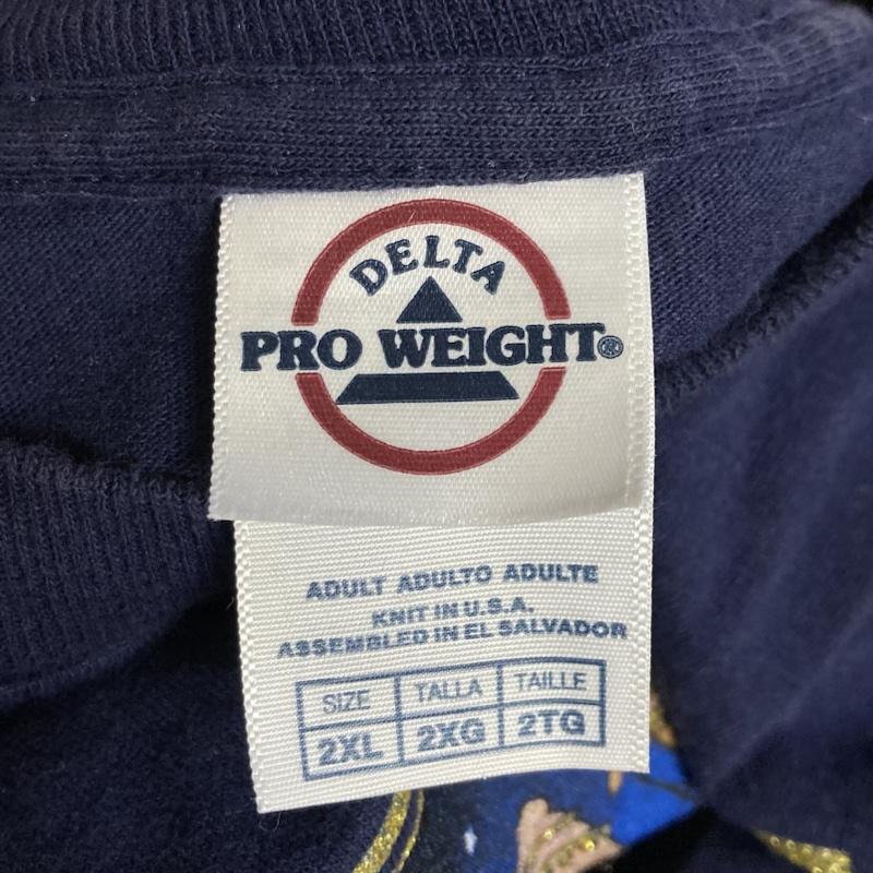 ＵＳフルギ US古着 Tシャツ 半袖 DELTA PRO WEIGHT / デルタ プロウエイト ラメプリント 半袖 クルーネック Tシャツ 2L プリント 紺 / ネイビー / navy メンズ USED 古着 中古 50119870