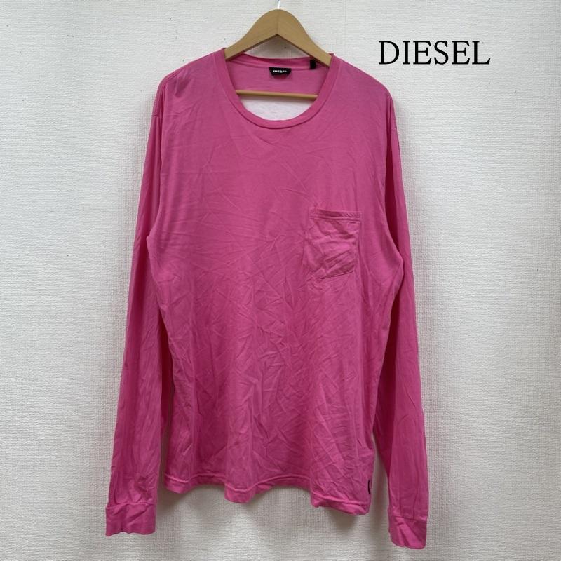 ディーゼル DIESEL Tシャツ 長袖 Tシャツ 長袖 ロンT カットソー タイダイ コットン 胸ポケット XL 無地 白 / ホワイト / white X 桃 / ピンク / pink メンズ USED 古着 中古 50119977