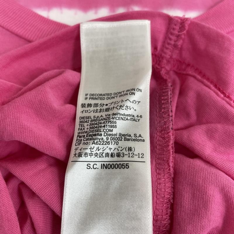ディーゼル DIESEL Tシャツ 長袖 Tシャツ 長袖 ロンT カットソー タイダイ コットン 胸ポケット XL 無地 白 / ホワイト / white X 桃 / ピンク / pink メンズ USED 古着 中古 50119977