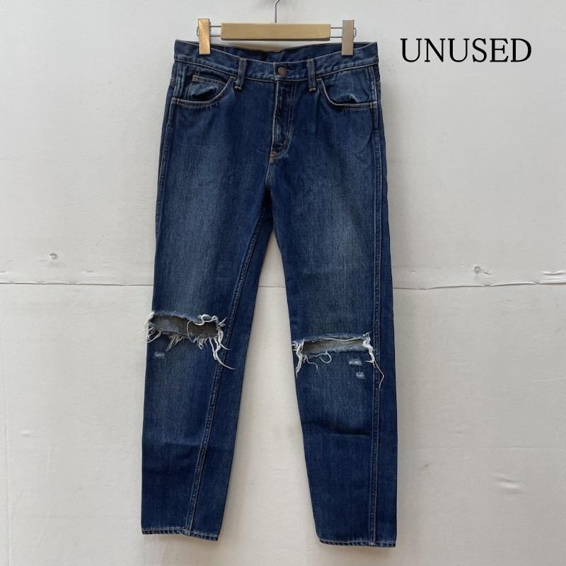 アンユーズド UNUSED パンツ デニム、ジーンズ 12OZ DENIM FIVE POCKETS PANTS TWO HOLE デニム パンツ ダメージ加工 0 ダメージ加工 インディゴ / インディゴ / Indigo メンズ USED 古着 中古 50120106