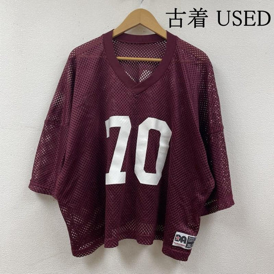 古着 USED Tシャツ 半袖 80s USA製 半袖 ゲームシャツ 70 Tシャツ 総メッシュ オーバーサイズ ビッグシルエット 大きめ サイズ3XL - ロゴ、文字 X プリント えんじ / ワインレッド / dark red メンズ USED 古着 中古 50120149