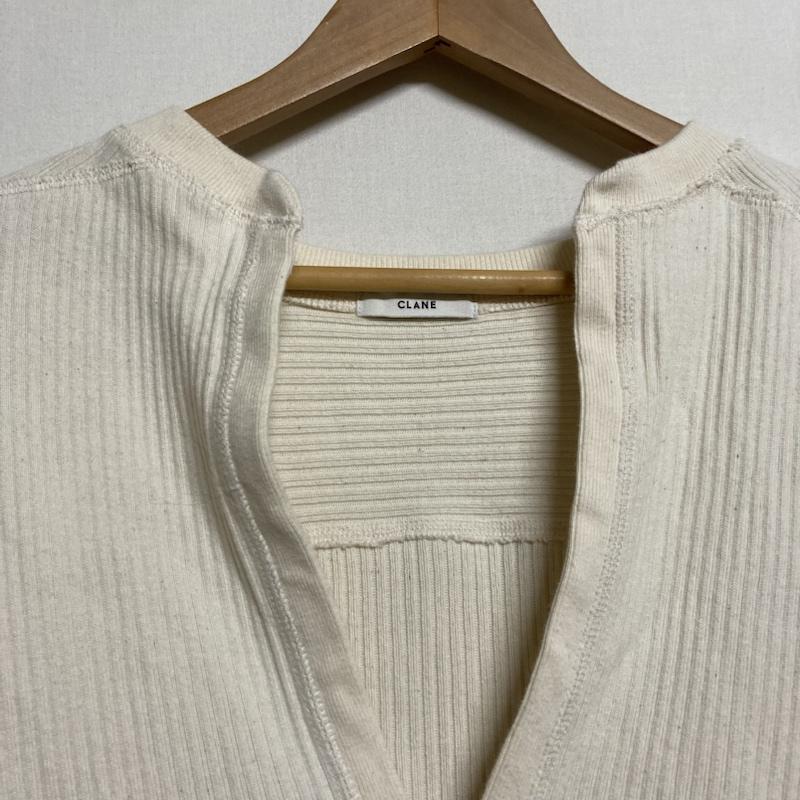 クラネ CLANE カットソー 長袖 CLANE ヘビーリブVネックトップス ロングスリーブ ラウンドカット カットソー 19105-2031 FREE 無地 アイボリー / アイボリー / レディース USED 古着 中古 50120427